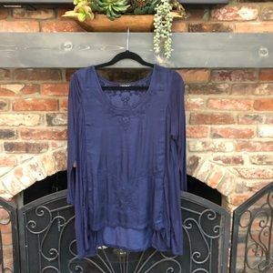 Lucky Brand navy tunic with stitched design #NWOT